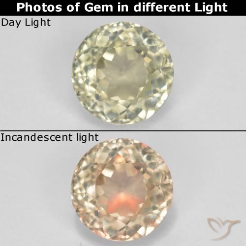 0.74ct Natural Amarelo claro Diásporo com mudança de cor, Redondo, VS