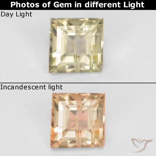 0.58ct Natural Amarelo claro Diásporo com mudança de cor, baguete, SI
