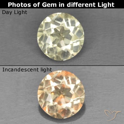 0.45ct Natural Amarelo muito claro Diásporo com mudança de cor, Redondo, VS