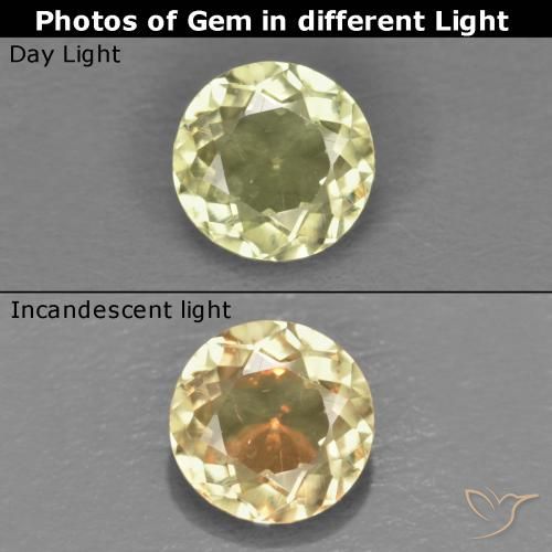 0.52ct Natural Luz amarela Diásporo com mudança de cor, Redondo, VS