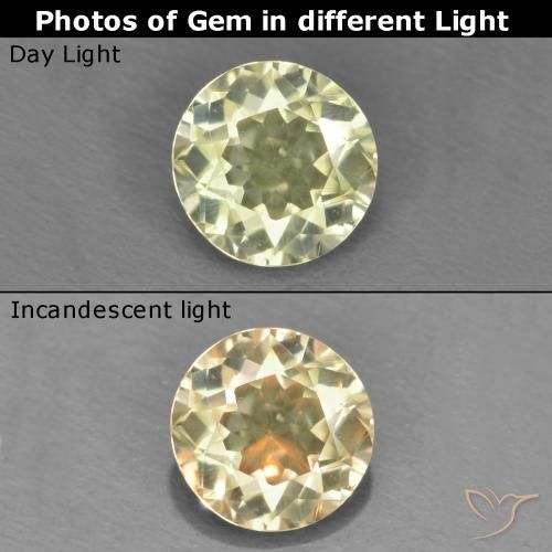 0.56ct Natural Luz amarela Diásporo com mudança de cor, Redondo, VS