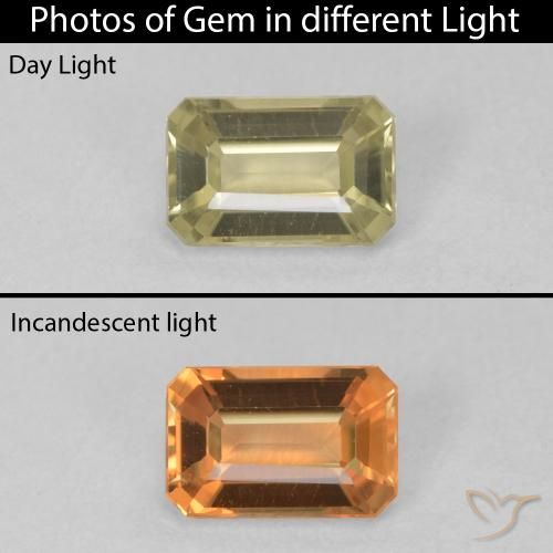 0.93ct Natural Luz amarela Diásporo com mudança de cor, Corte Esmeralda, VVS