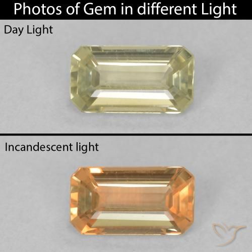0.29ct Natural Luz amarela Diásporo com mudança de cor, Corte Esmeralda, VVS