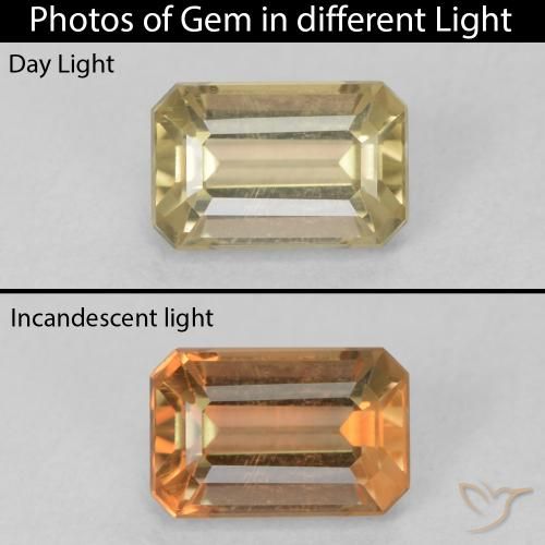 0.88ct Natural Luz amarela Diásporo com mudança de cor, Corte Esmeralda, VVS