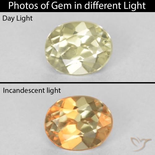 0.44ct Natural Luz amarela Diásporo com mudança de cor, oval, VVS