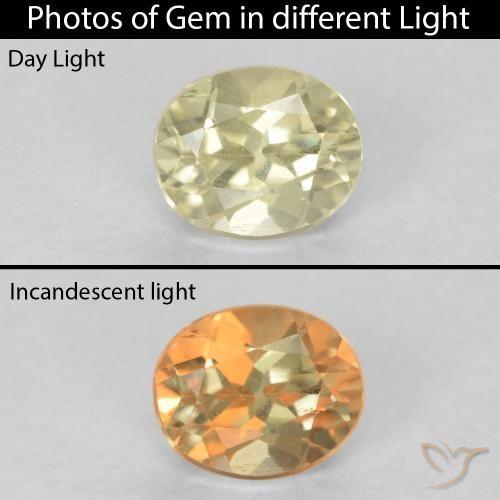 0.43ct Natural Luz amarela Diásporo com mudança de cor, oval, VS