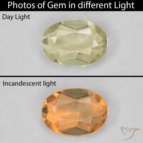 0.33ct Natural Luz amarela Diásporo com mudança de cor, oval, VVS