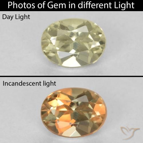 0.47ct Natural Luz amarela Diásporo com mudança de cor, oval, VVS