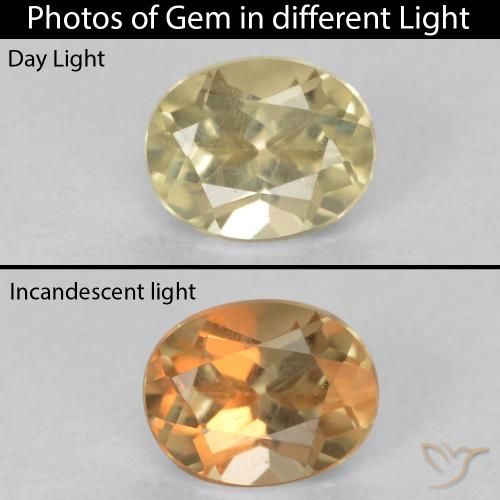 0.53ct Natural Luz amarela Diásporo com mudança de cor, oval, VVS