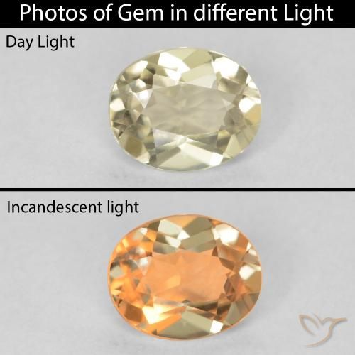 0.47ct Natural Luz amarela Diásporo com mudança de cor, oval, VVS