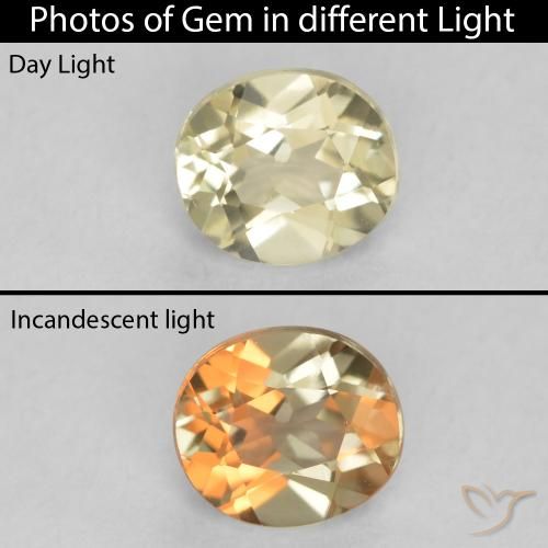 0.45ct Natural Luz amarela Diásporo com mudança de cor, oval, VVS