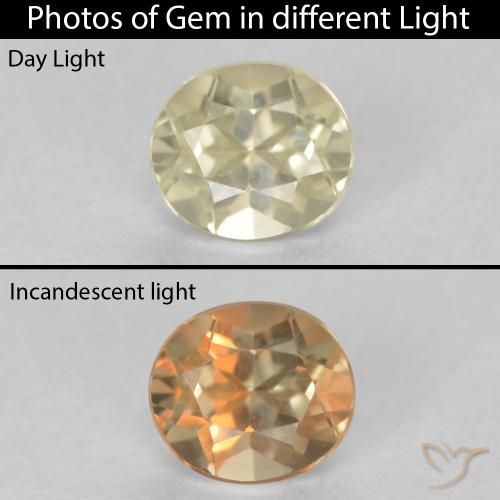 0.53ct Natural Luz amarela Diásporo com mudança de cor, oval, VVS