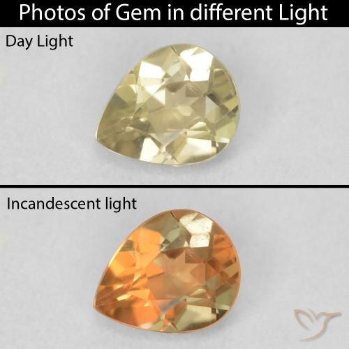 0.60ct Natural Luz amarela Diásporo com mudança de cor, Formato de pêra, VS