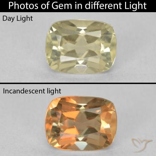 1.19ct Natural Luz amarela Diásporo com mudança de cor, Almofada, VVS