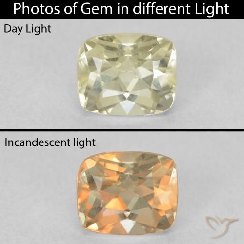 0.82ct Natural Luz amarela Diásporo com mudança de cor, Almofada, VVS