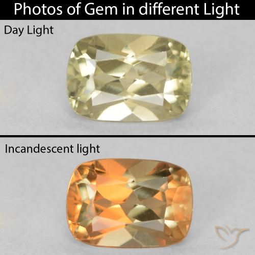0.89ct Natural Luz amarela Diásporo com mudança de cor, Almofada, VVS