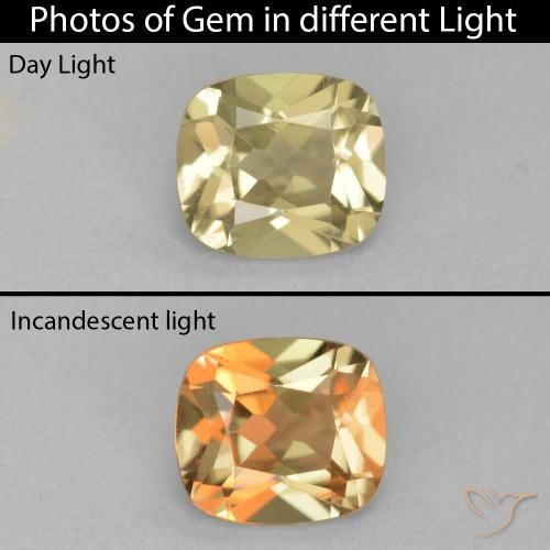 1.23ct Natural Luz amarela Diásporo com mudança de cor, Almofada, VVS
