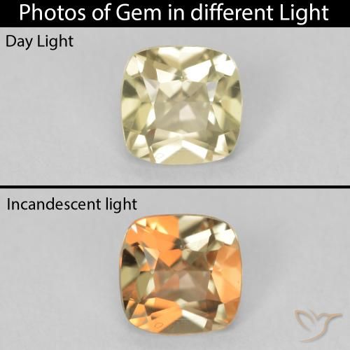 0.67ct Natural Luz amarela Diásporo com mudança de cor, Almofada, VVS