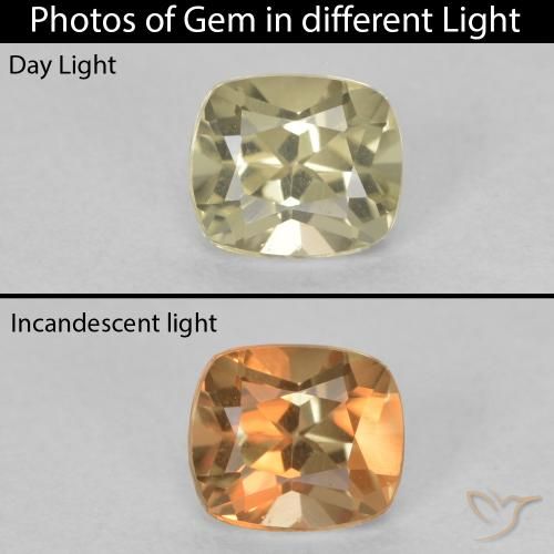 0.60ct Natural Luz amarela Diásporo com mudança de cor, Almofada, VVS-VS