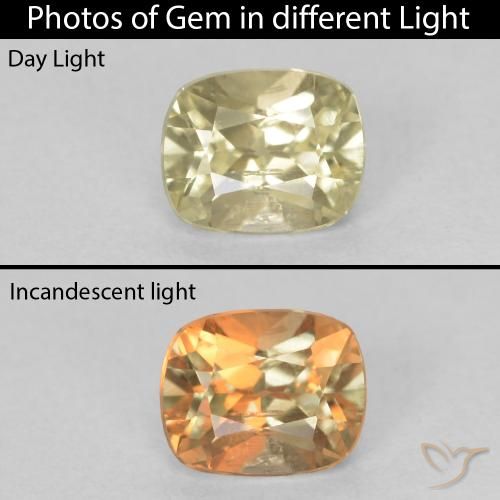 0.74ct Natural Luz amarela Diásporo com mudança de cor, Almofada, VS