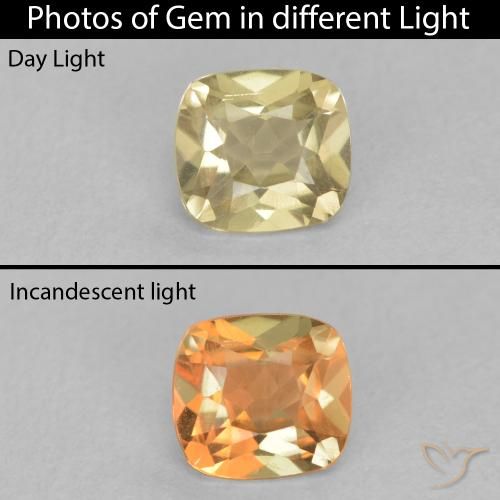 0.60ct Natural Amarelo claro Diásporo com mudança de cor, Almofada, VS