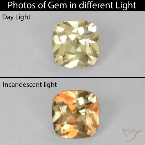 0.87ct Natural Luz amarela Diásporo com mudança de cor, Almofada, VS