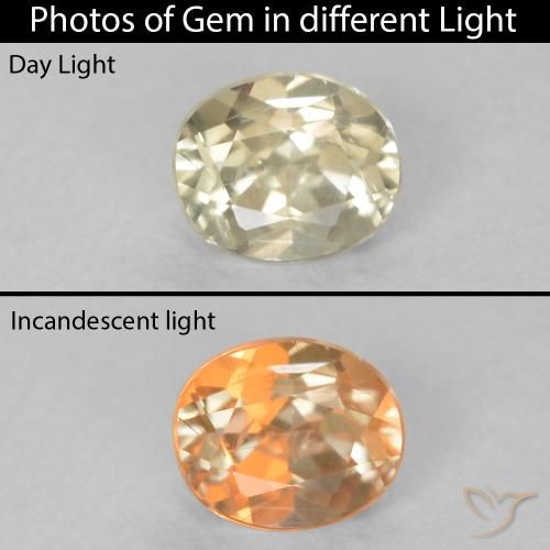 0.33ct Natural amarelo bege Diásporo com mudança de cor, oval, VS