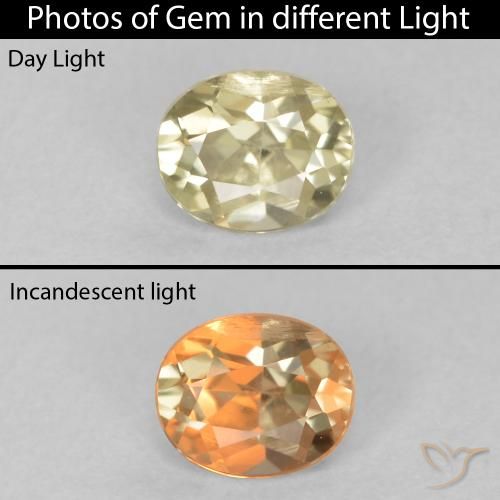 0.41ct Natural Amarelo claro Diásporo com mudança de cor, oval, VS