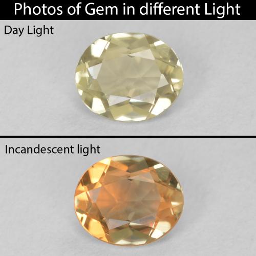 0.41ct Natural Amarelo muito claro Diásporo com mudança de cor, oval, VS
