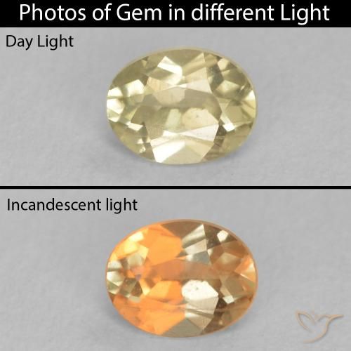 0.36ct Natural Luz amarela Diásporo com mudança de cor, oval, VS