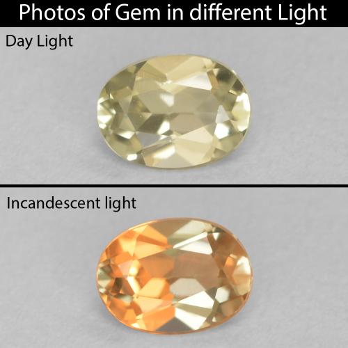 0.46ct Natural amarelo suave Diásporo com mudança de cor, oval, VVS-VS