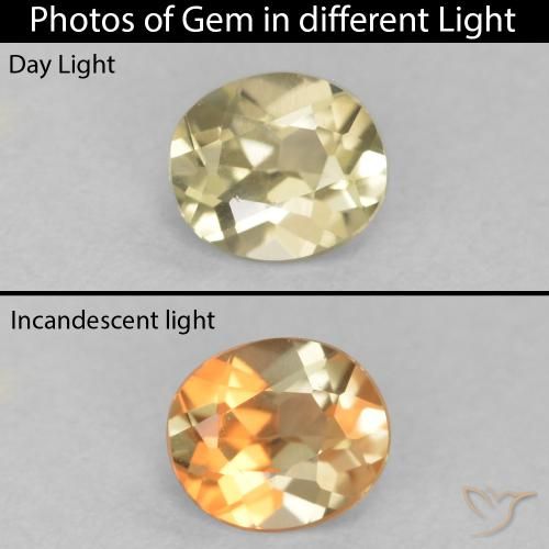 0.34ct Natural Luz amarela Diásporo com mudança de cor, oval, VVS-VS