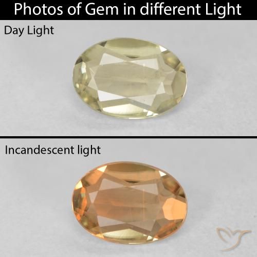 0.36ct Natural Luz amarela Diásporo com mudança de cor, oval, VVS-VS