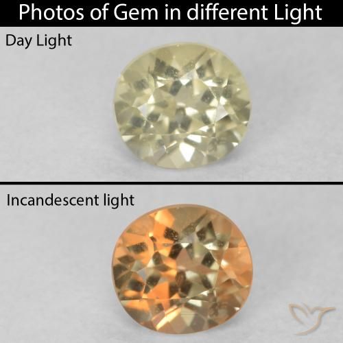 0.39ct Natural amarelo suave Diásporo com mudança de cor, oval, VVS-VS