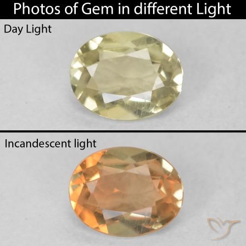 0.51ct Natural amarelo suave Diásporo com mudança de cor, oval, VVS-VS
