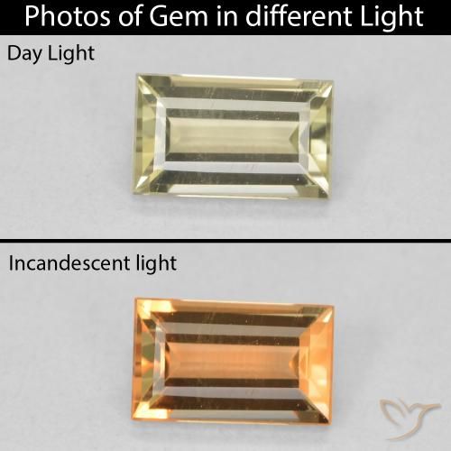 0.86ct Natural Luz amarela Diásporo com mudança de cor, baguete, VVS-VS