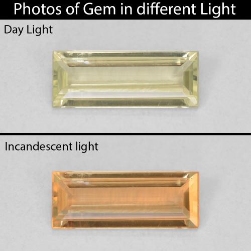 0.69ct Natural Luz amarela Diásporo com mudança de cor, baguete, VVS-VS