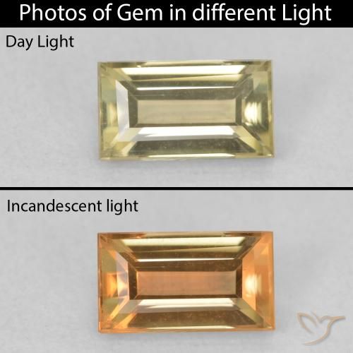 0.77ct Natural Luz amarela Diásporo com mudança de cor, baguete, VVS-VS