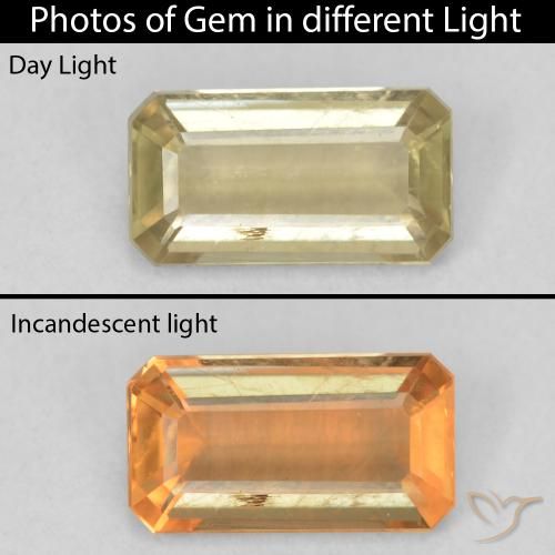 1.23ct Natural Luz amarela Diásporo com mudança de cor, Corte Esmeralda, VS-SI