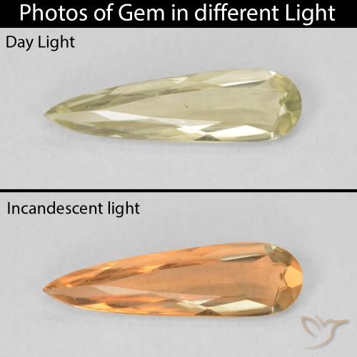 0.70ct Natural Luz amarela Diásporo com mudança de cor, Formato de pêra, VVS-VS