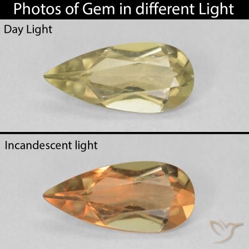 1.70ct Natural Amarelo claro Diásporo com mudança de cor, Formato de pêra, VVS-VS