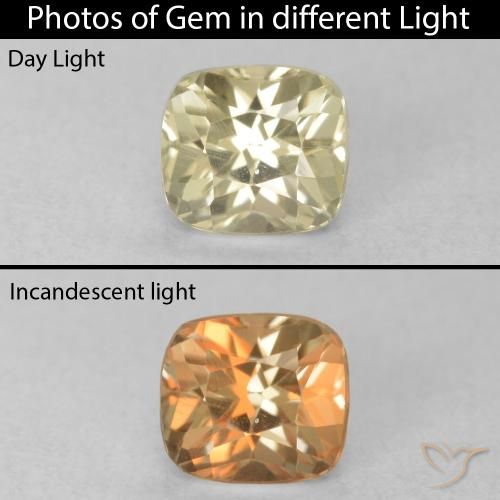 0.67ct Natural Luz amarela Diásporo com mudança de cor, Almofada, VVS-VS