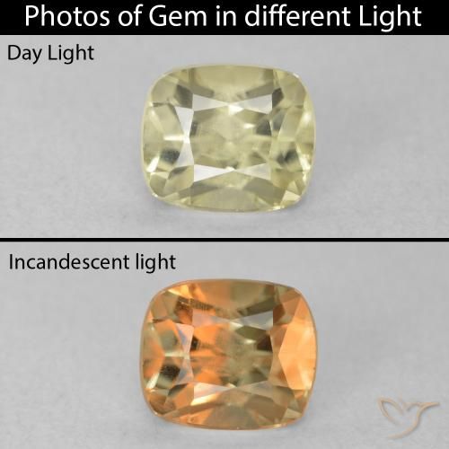 0.68ct Natural Luz amarela Diásporo com mudança de cor, Almofada, VVS-VS