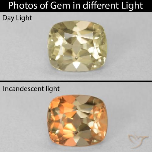 0.85ct Natural Amarelo Dourado Claro Diásporo com mudança de cor, Almofada, VVS-VS
