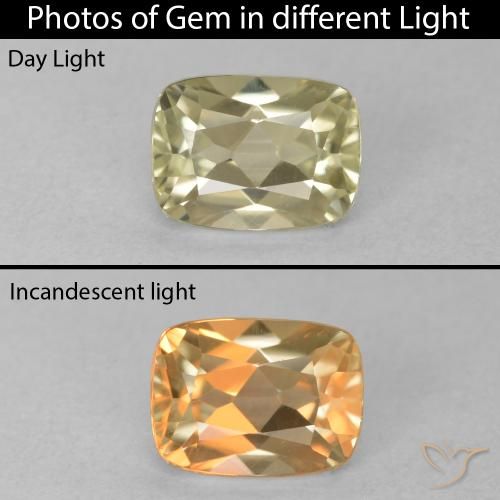0.96ct Natural Luz amarela Diásporo com mudança de cor, Almofada, VVS-VS