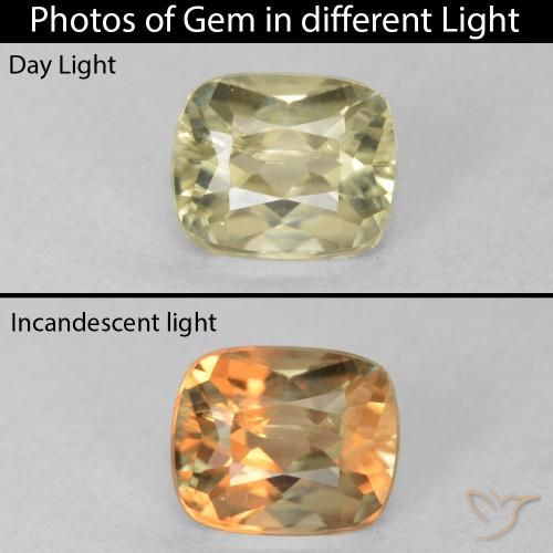 0.96ct Natural Luz amarela Diásporo com mudança de cor, Almofada, VVS-VS