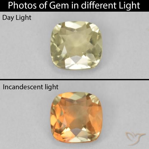 1.06ct Natural Luz amarela Diásporo com mudança de cor, Almofada, VVS-VS