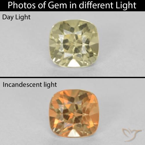 0.93ct Natural Luz amarela Diásporo com mudança de cor, Almofada, VVS-VS