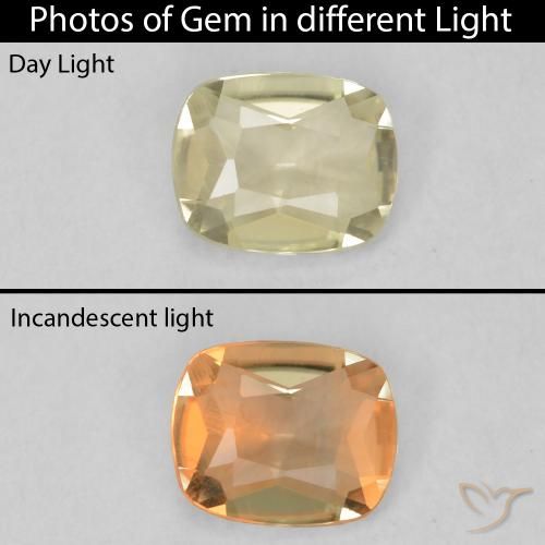 0.41ct Natural Luz amarela Diásporo com mudança de cor, Almofada, VVS-VS