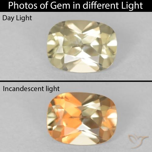 0.48ct Natural Luz amarela Diásporo com mudança de cor, Almofada, VVS-VS